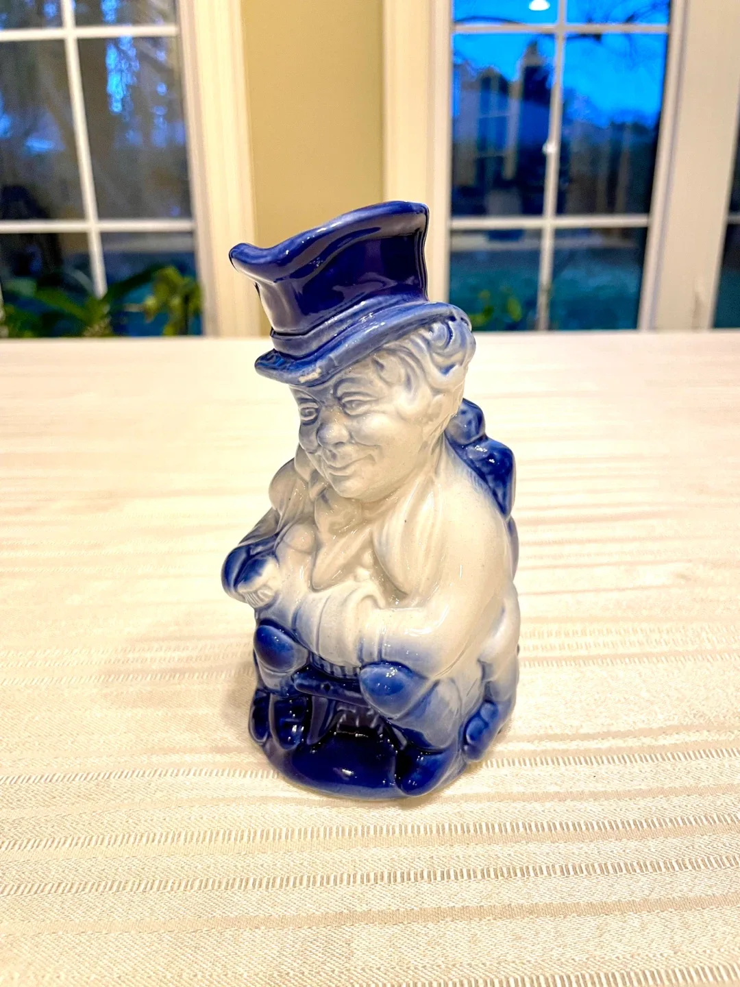 Rare Staffordshire Burleigh Blue & White Toby Jug of Sam Weller