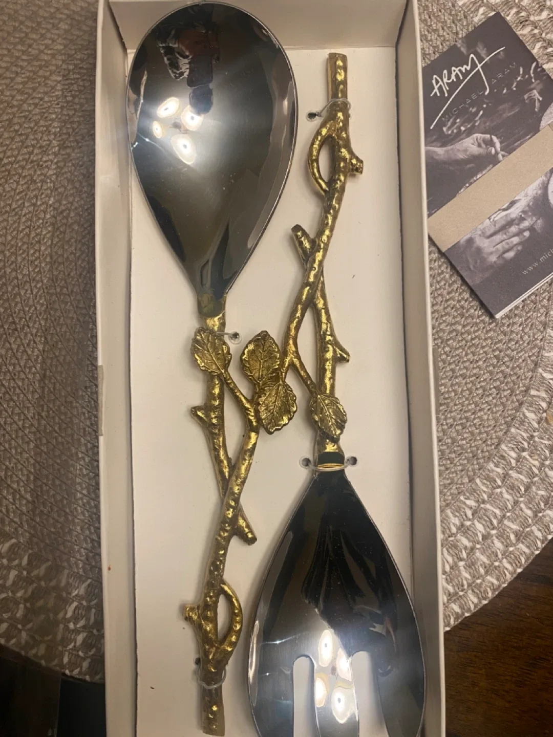 Gold Branch Salad Servers - New in Box!