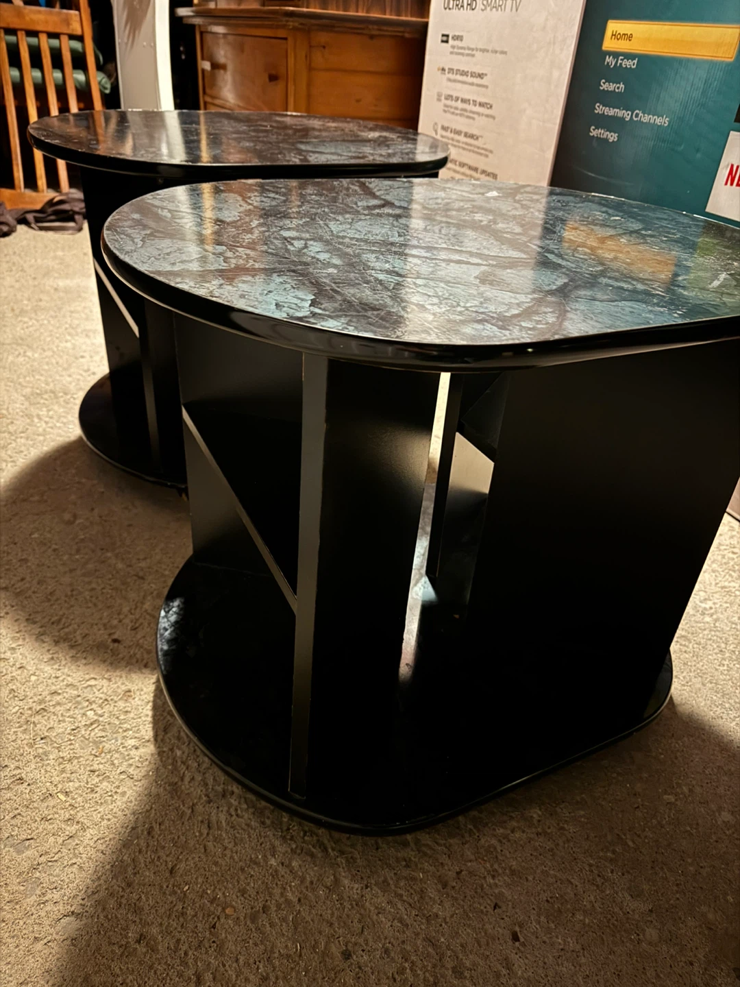 Black Marble Top Accent Tables (Set of 2) - photo 2