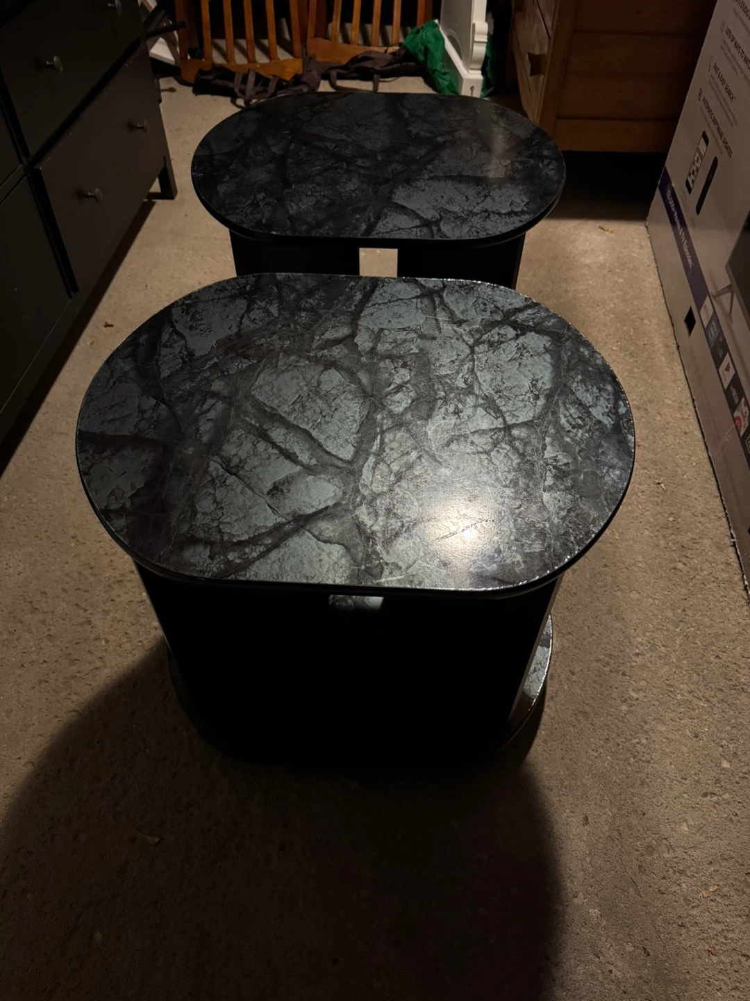 Black Marble Top Accent Tables (Set of 2) - photo 3