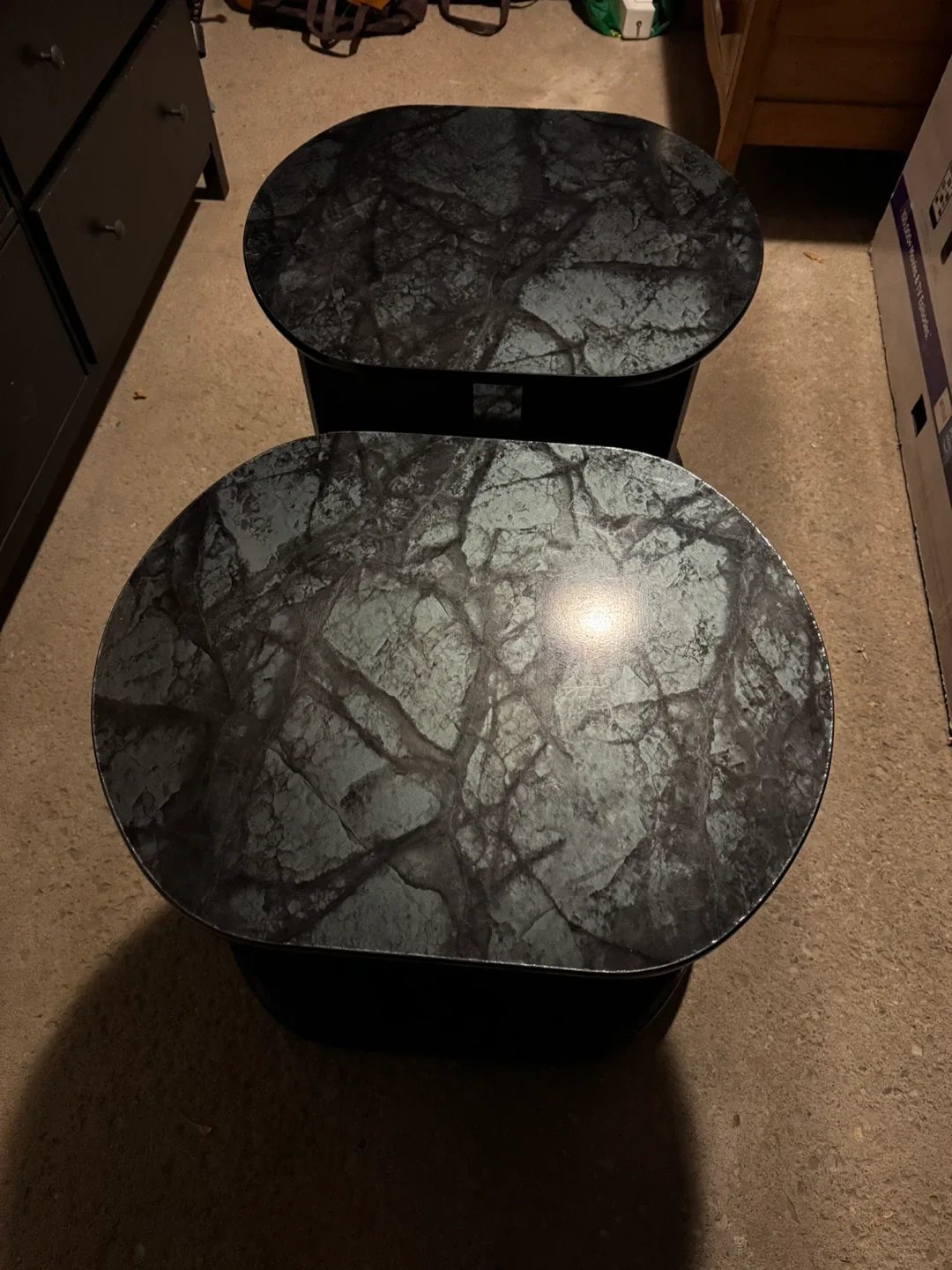 Black Marble Top Accent Tables (Set of 2)