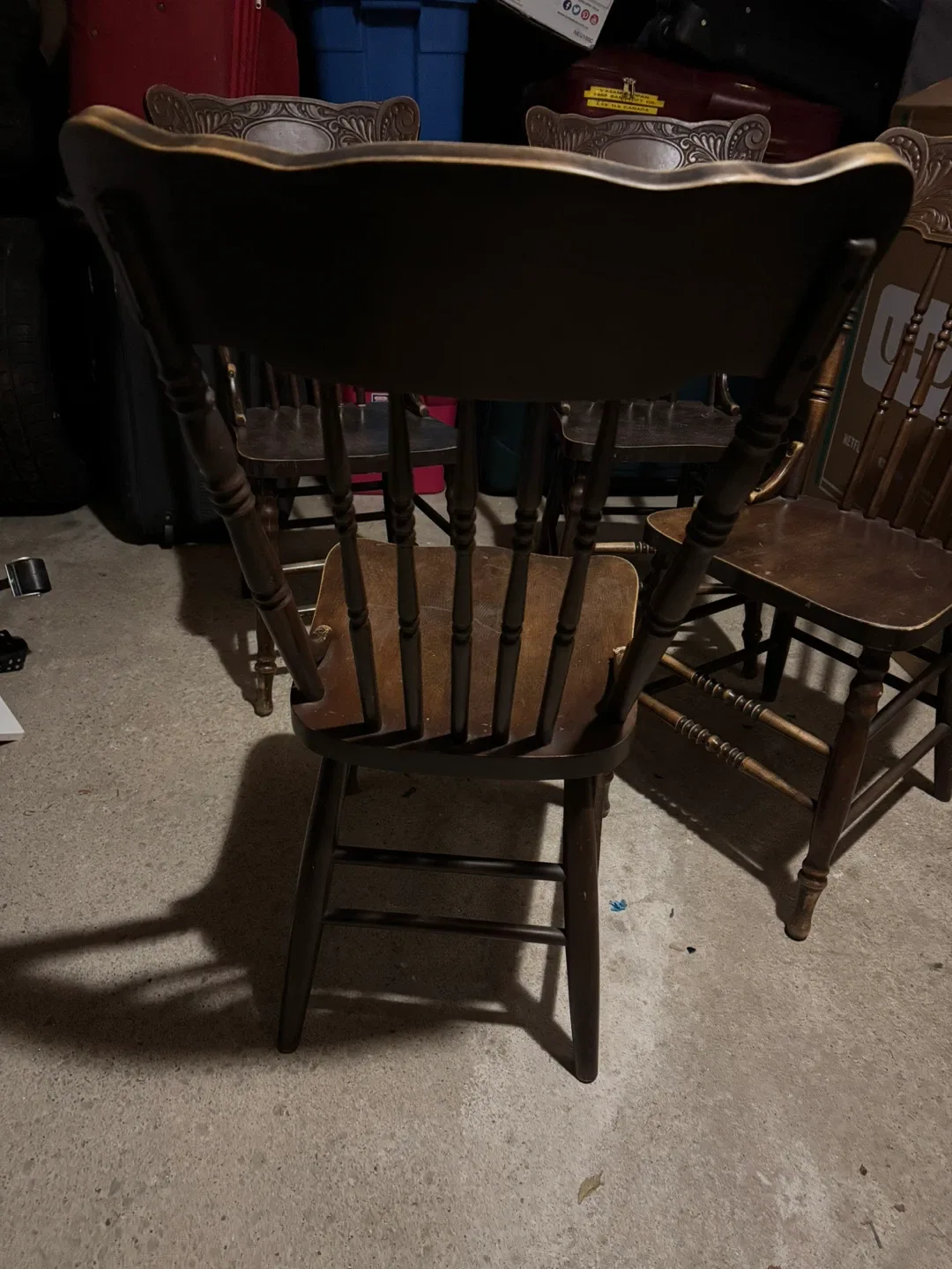 Set of 4 Antique Wooden Chairs image indicator(3)