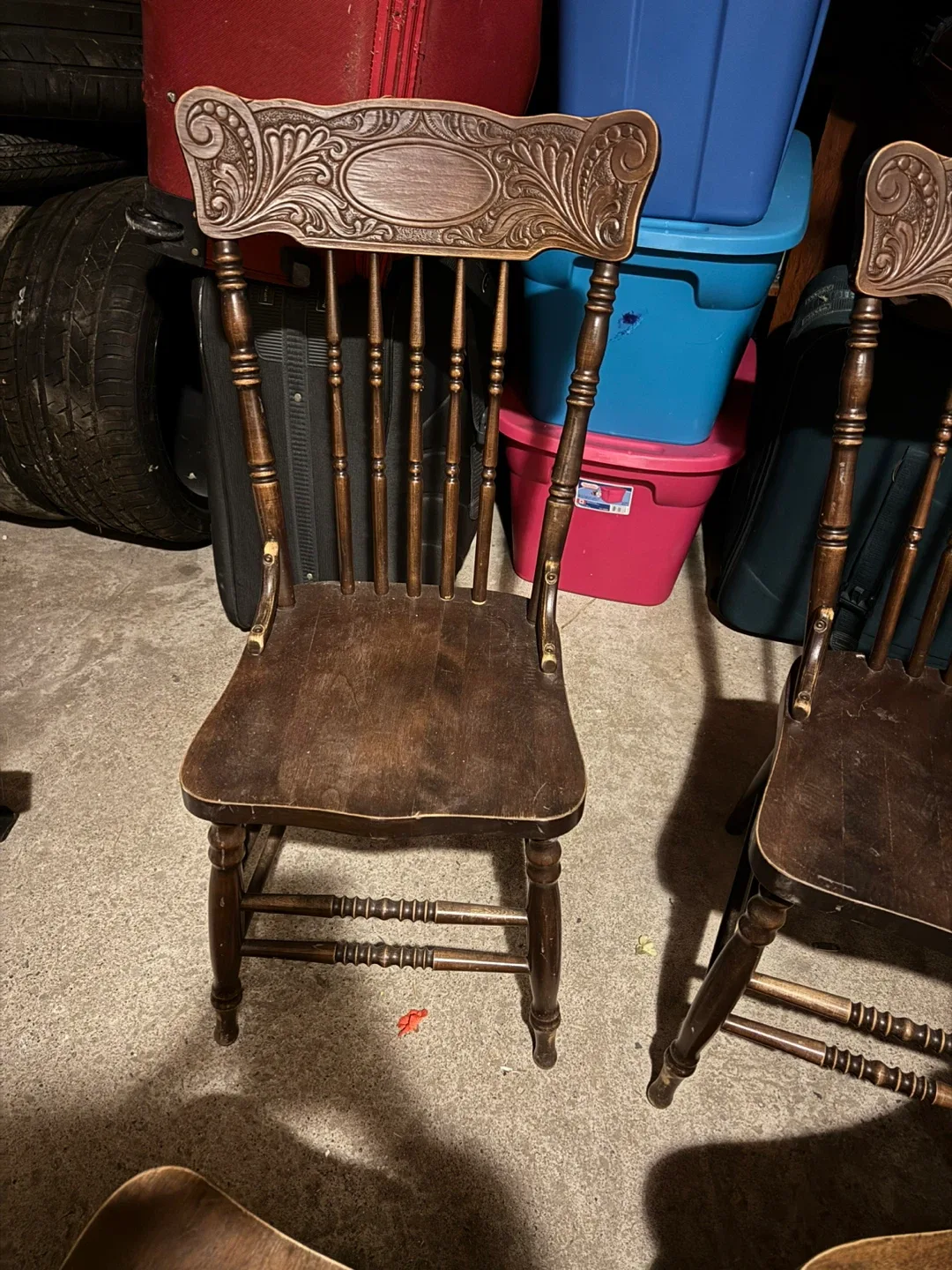 Set of 4 Antique Wooden Chairs image indicator(4)