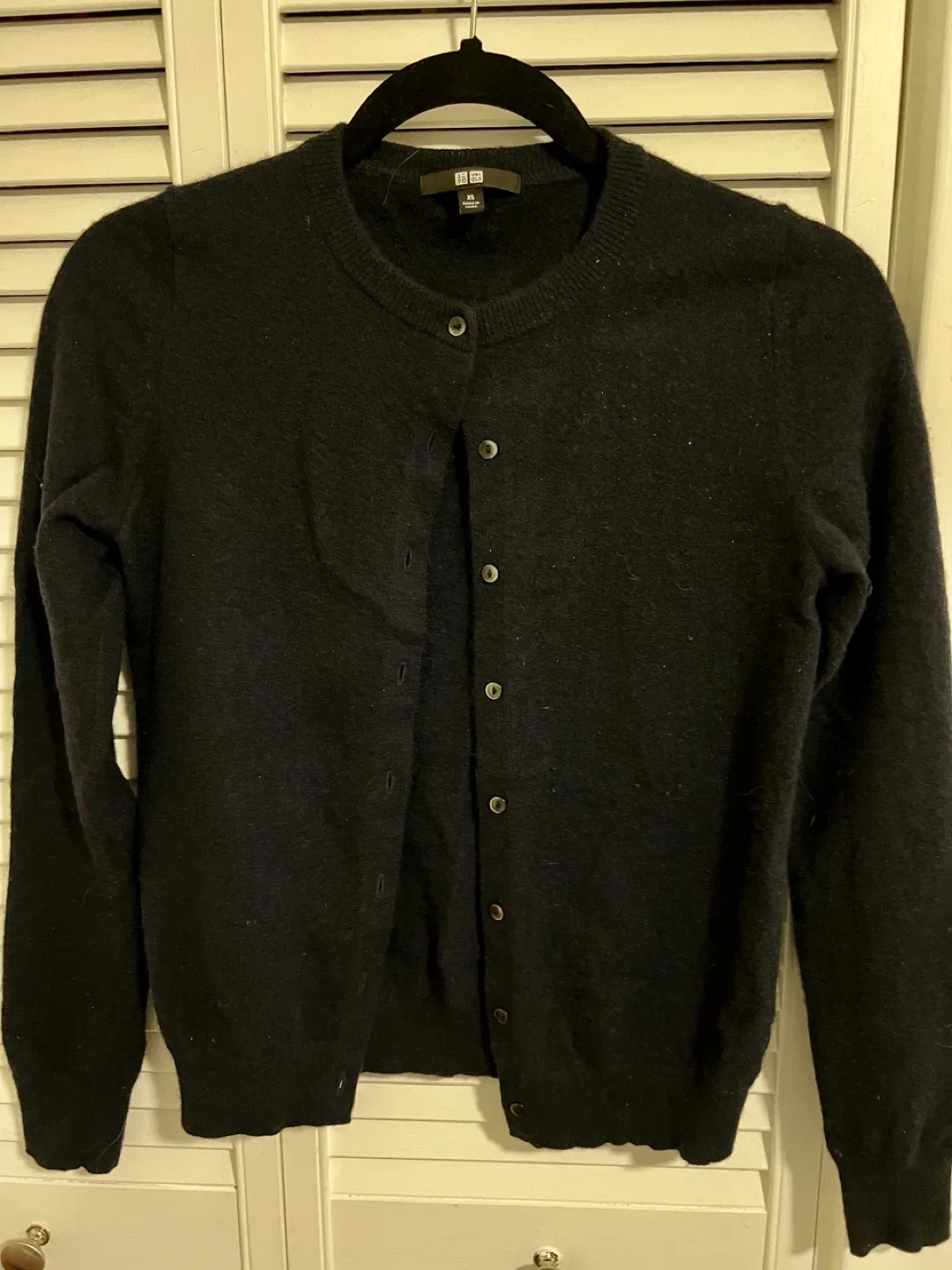 100% Cashmere Navy Blue Cardigan - Size XS