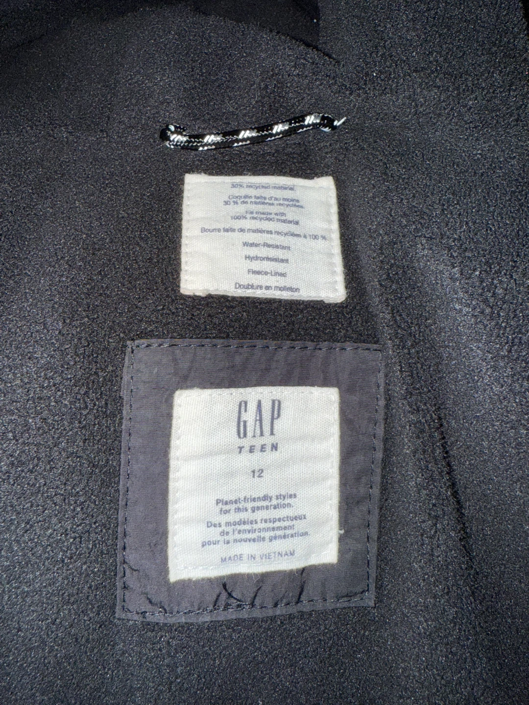 GAP Teen Black Puffer Jacket Size 12 - photo 2