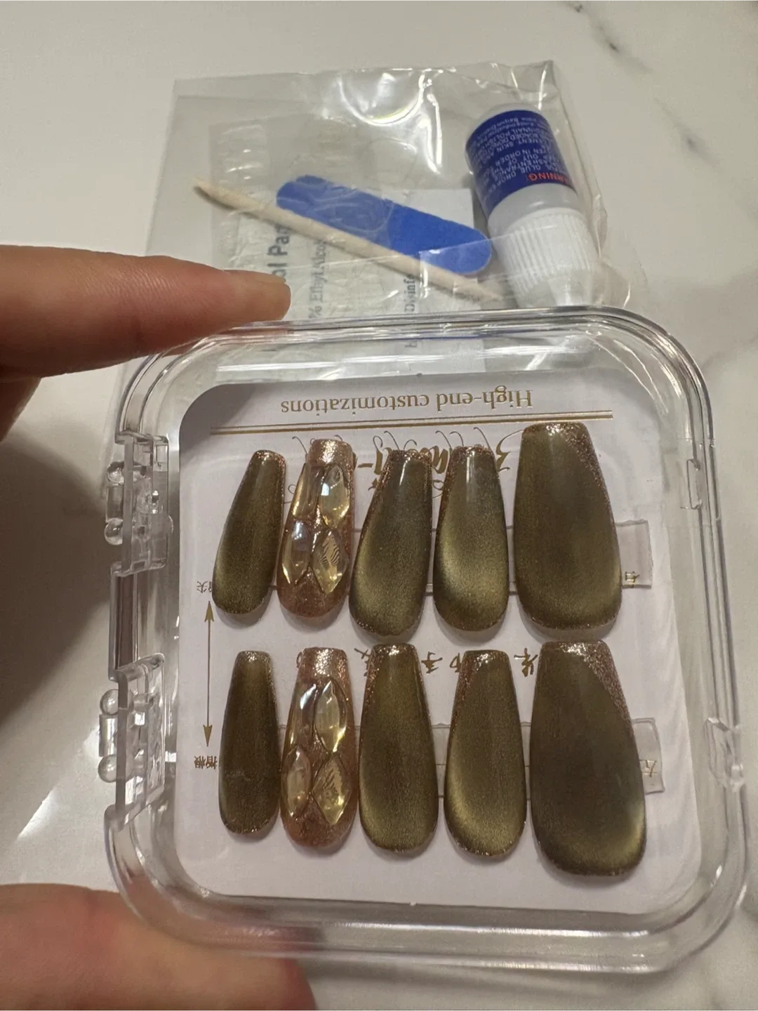 Press on Nails, with tools