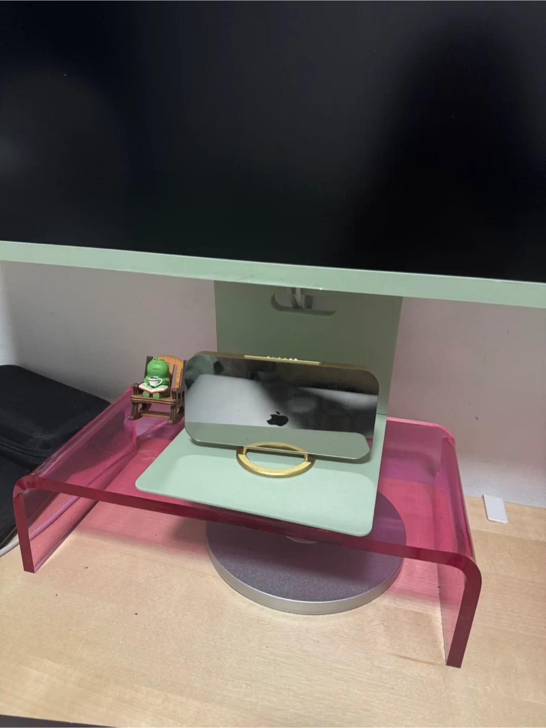 Bright Pink Acrylic Ergonomic Monitor Riser Stand