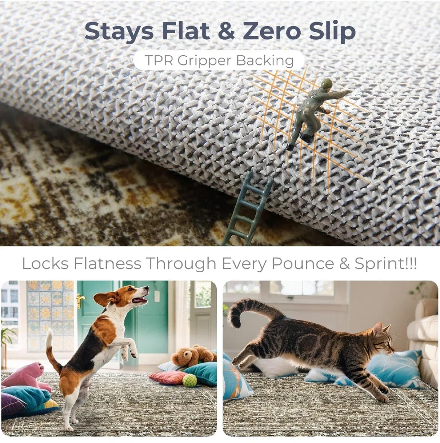 Green & Beige Area Rug - Machine Washable image indicator(8)