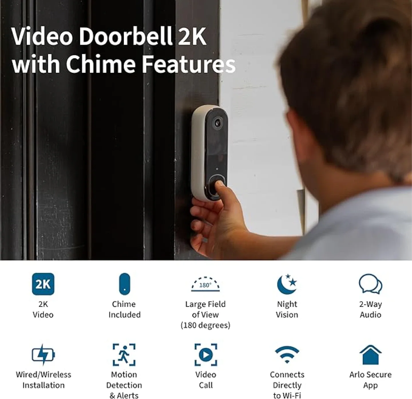 Arlo Video Doorbell 2K with Chime image indicator(2)