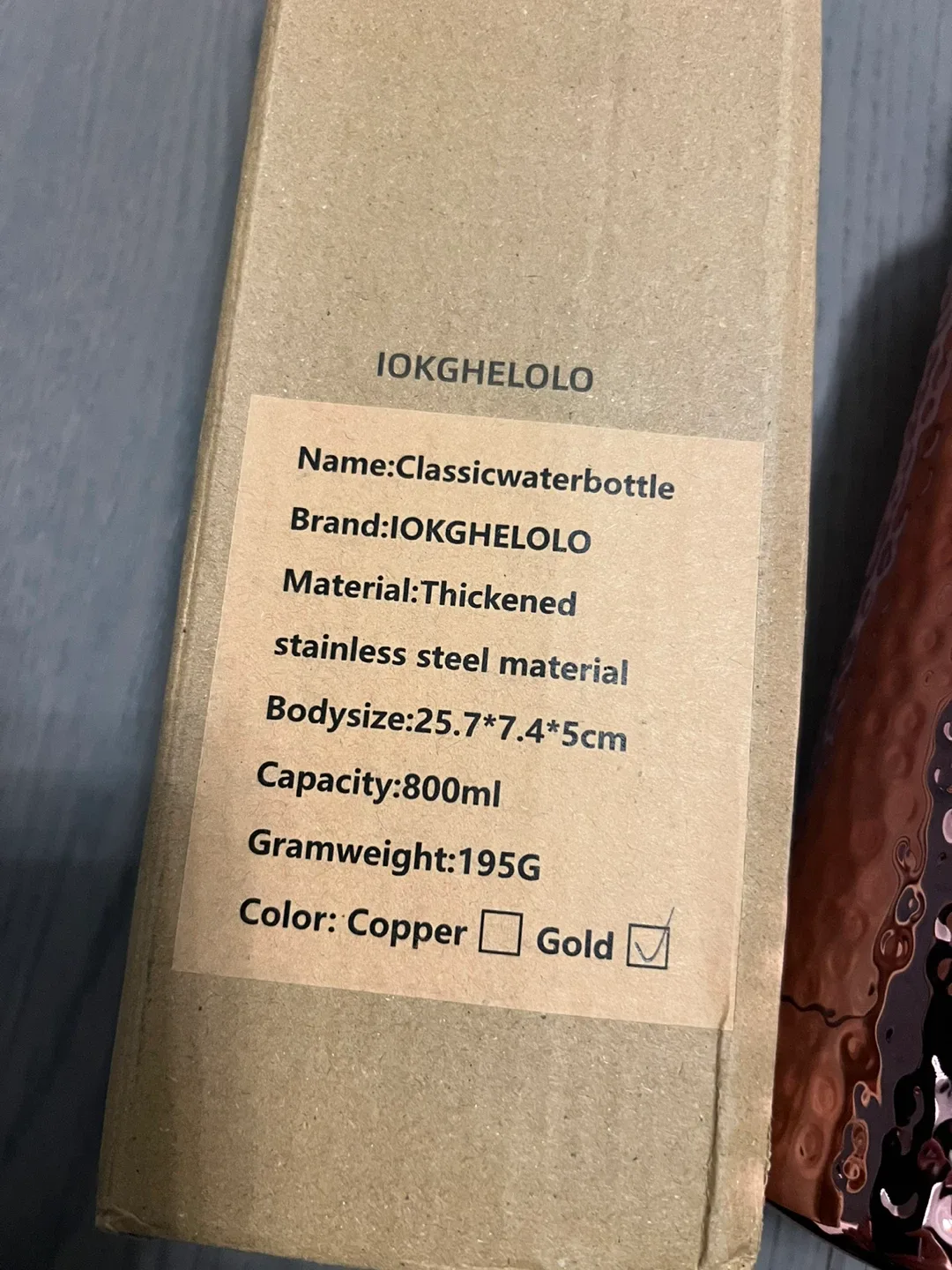 IOKGHELOLO Copper Water Bottle 800ml image indicator(2)