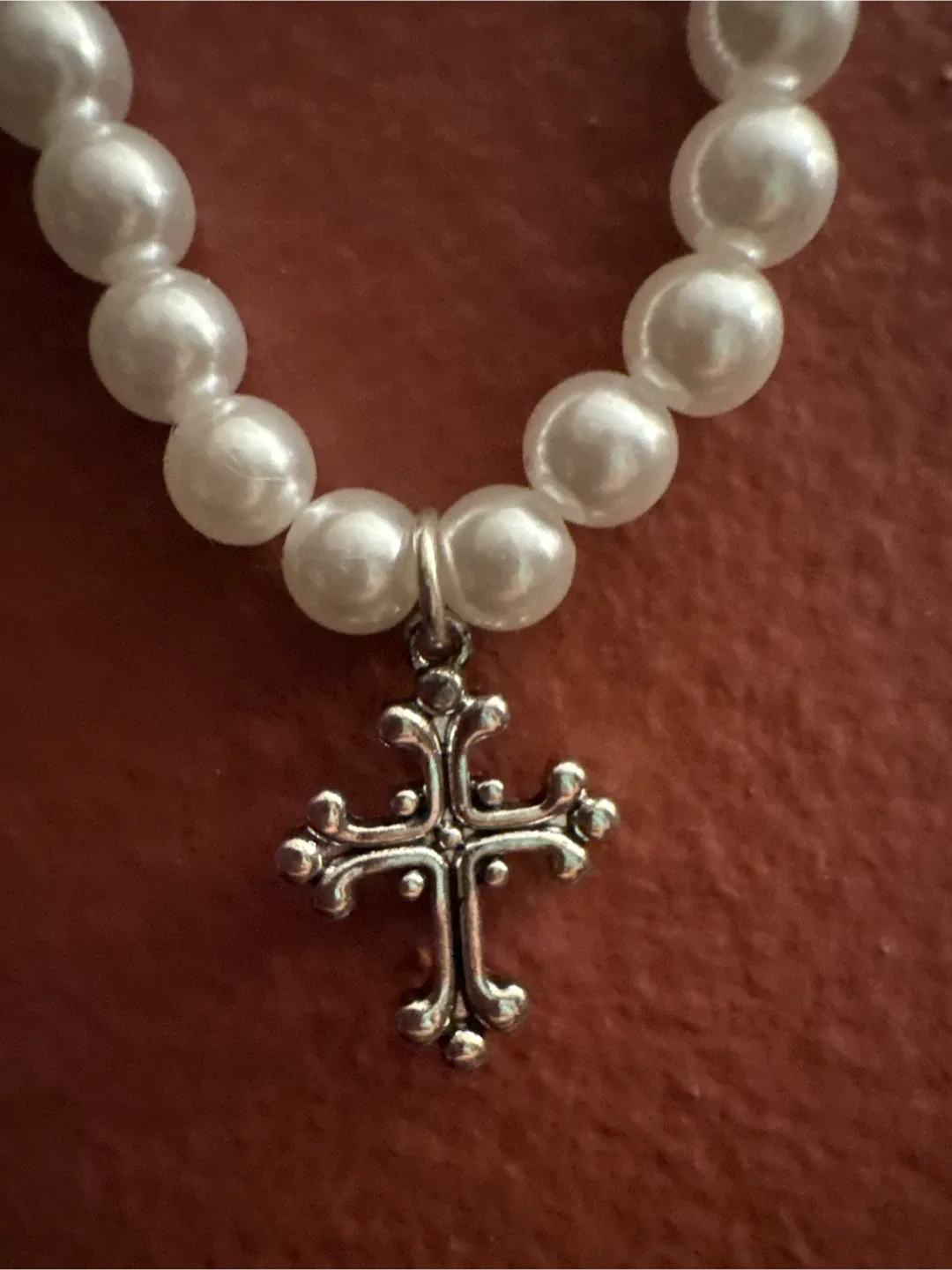 boohooMAN Pearl Beaded Cross Necklace - New image indicator(2)