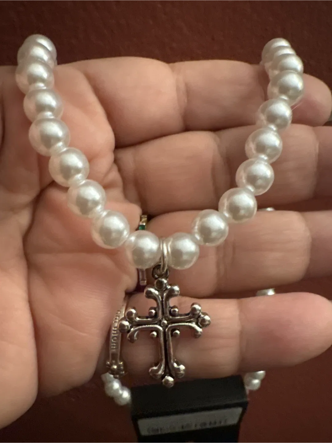 boohooMAN Pearl Beaded Cross Necklace - New image indicator(3)