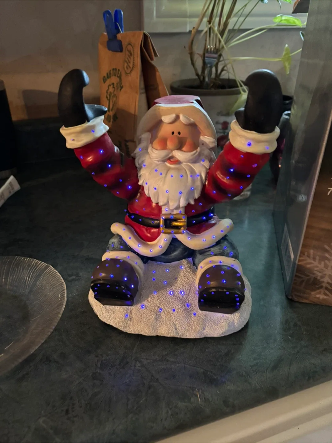 Santa Candy Dish Bonbonnière Santa 7.5"x7"x9"