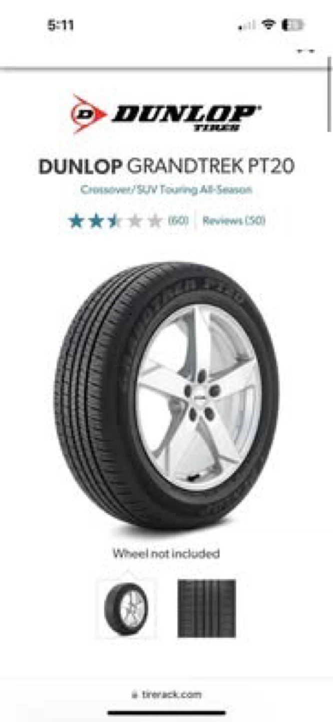 Dunlop Grandtrek PT20 Tire - 225/65R18 set of 4