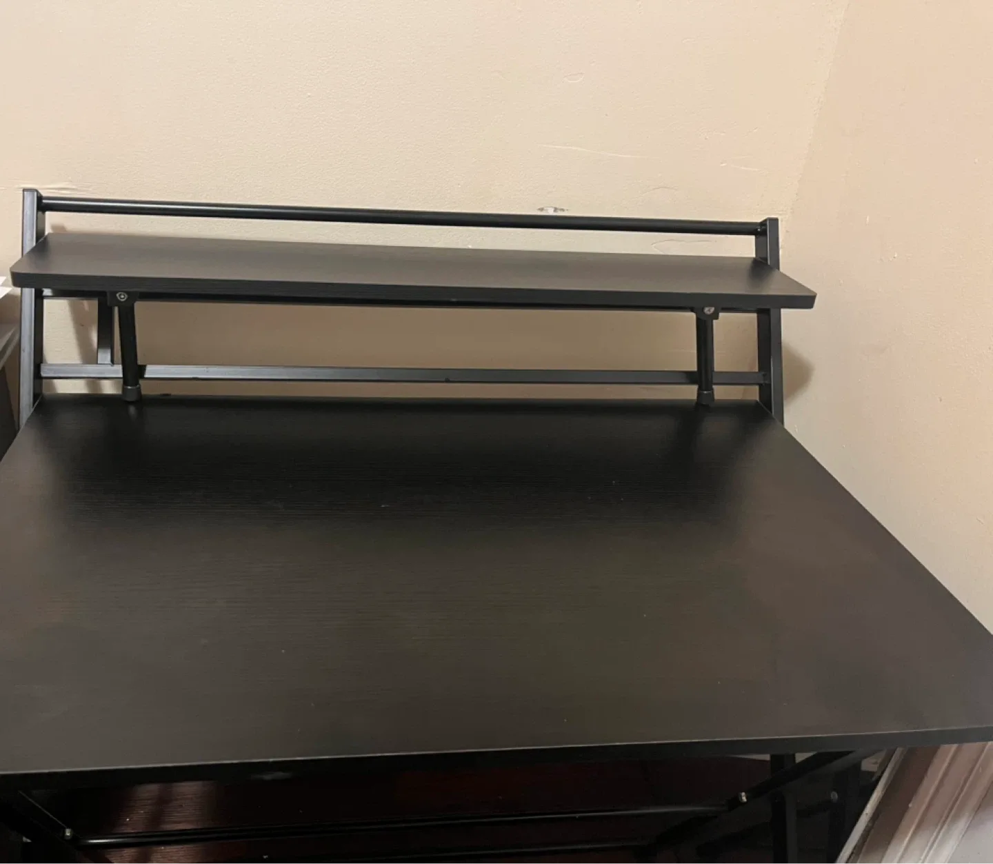Black Folding Desk with Shelf