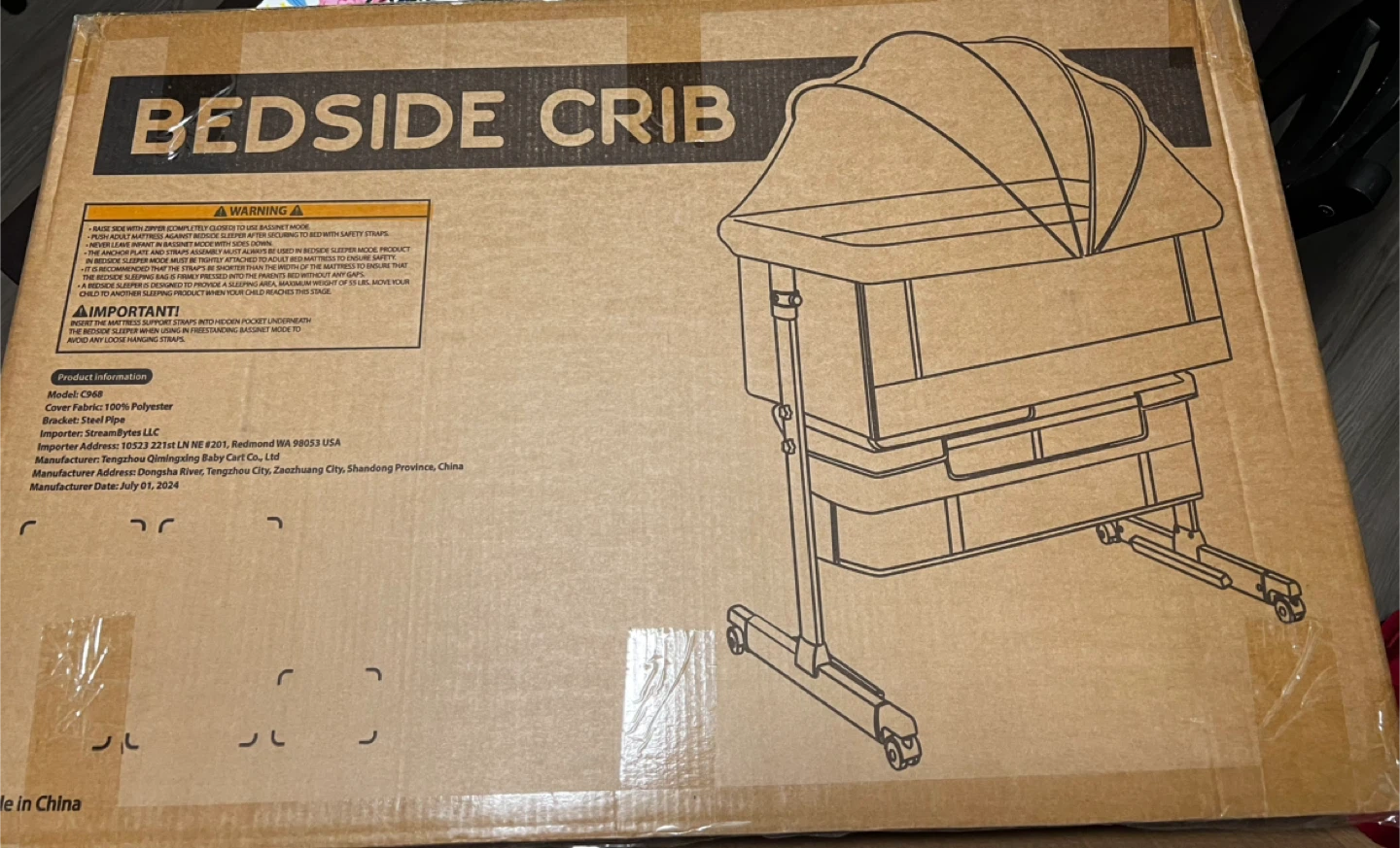Bedside Bassinet Crib Model C968 - Used like new
