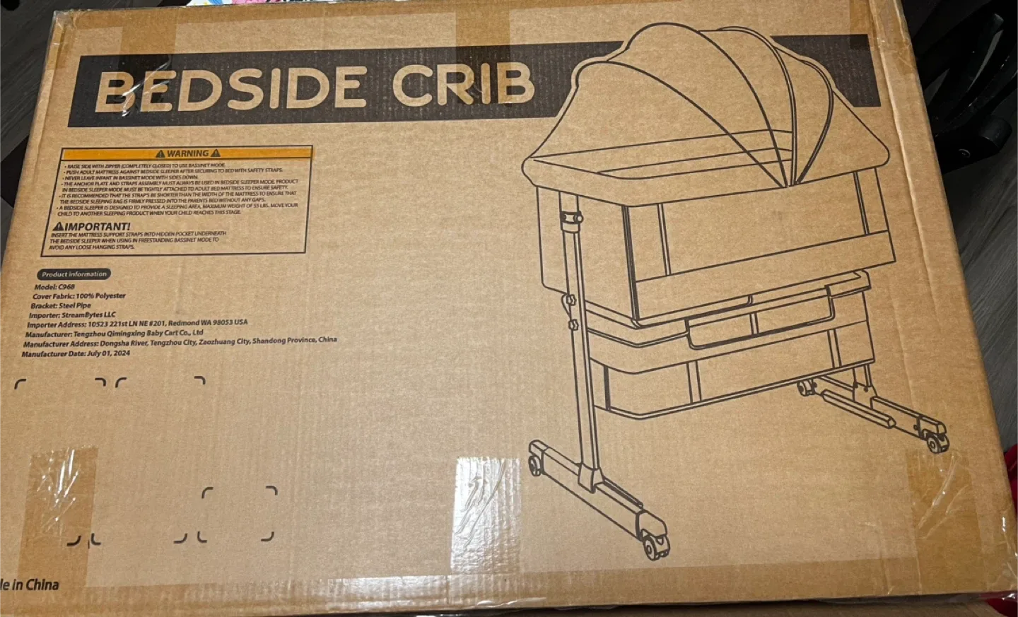 Bedside Bassinet Crib Model C968 - Used like new