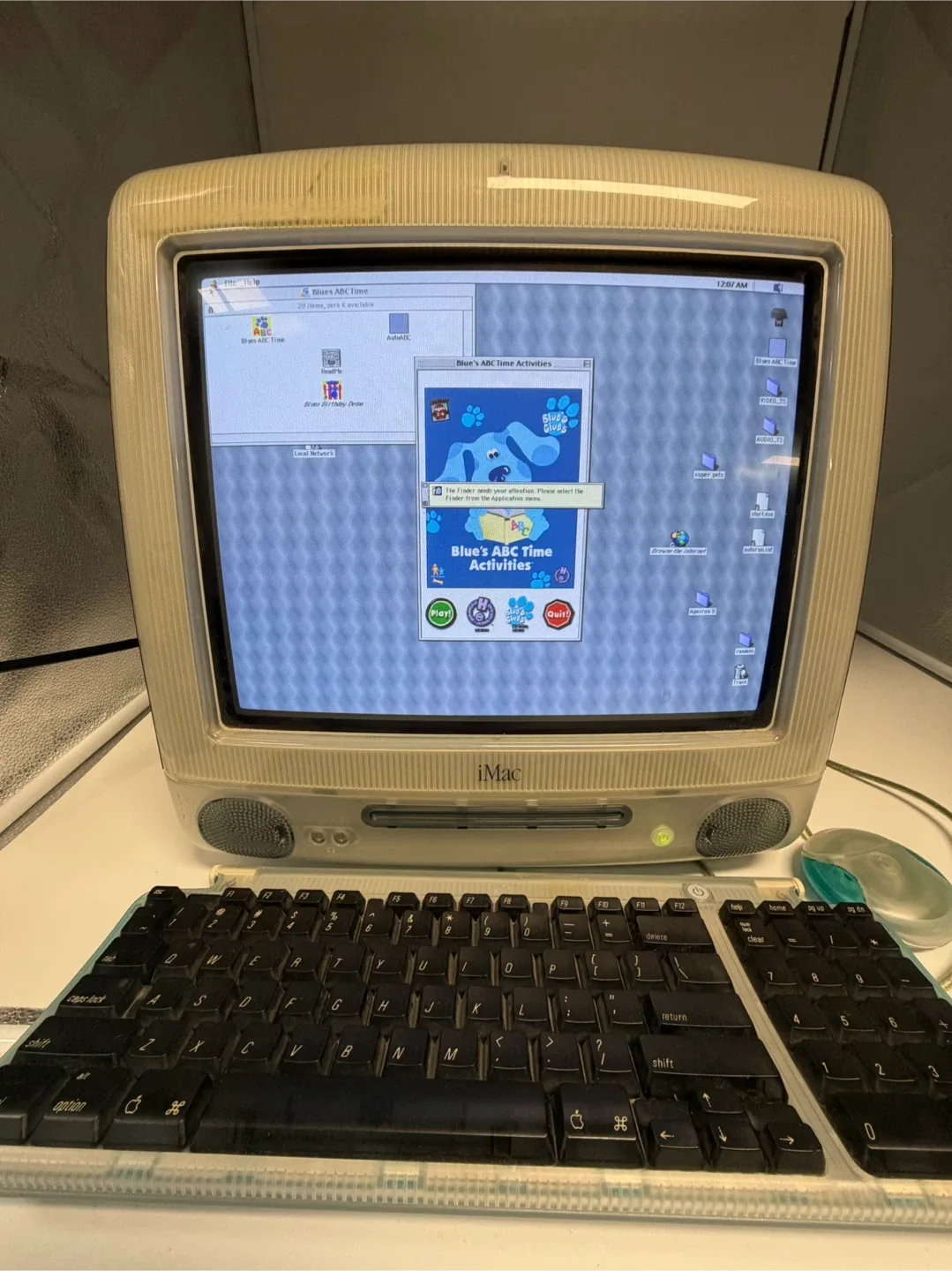 Apple iMac G3 Blue Computer w/ Keyboard & Mouse – Working