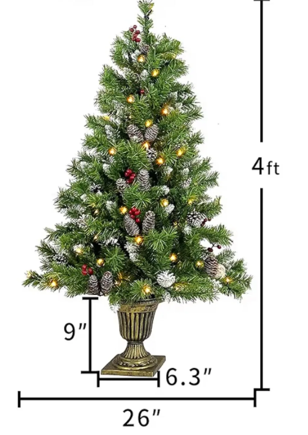 4ft Christmas Tree with Lights & Decorations