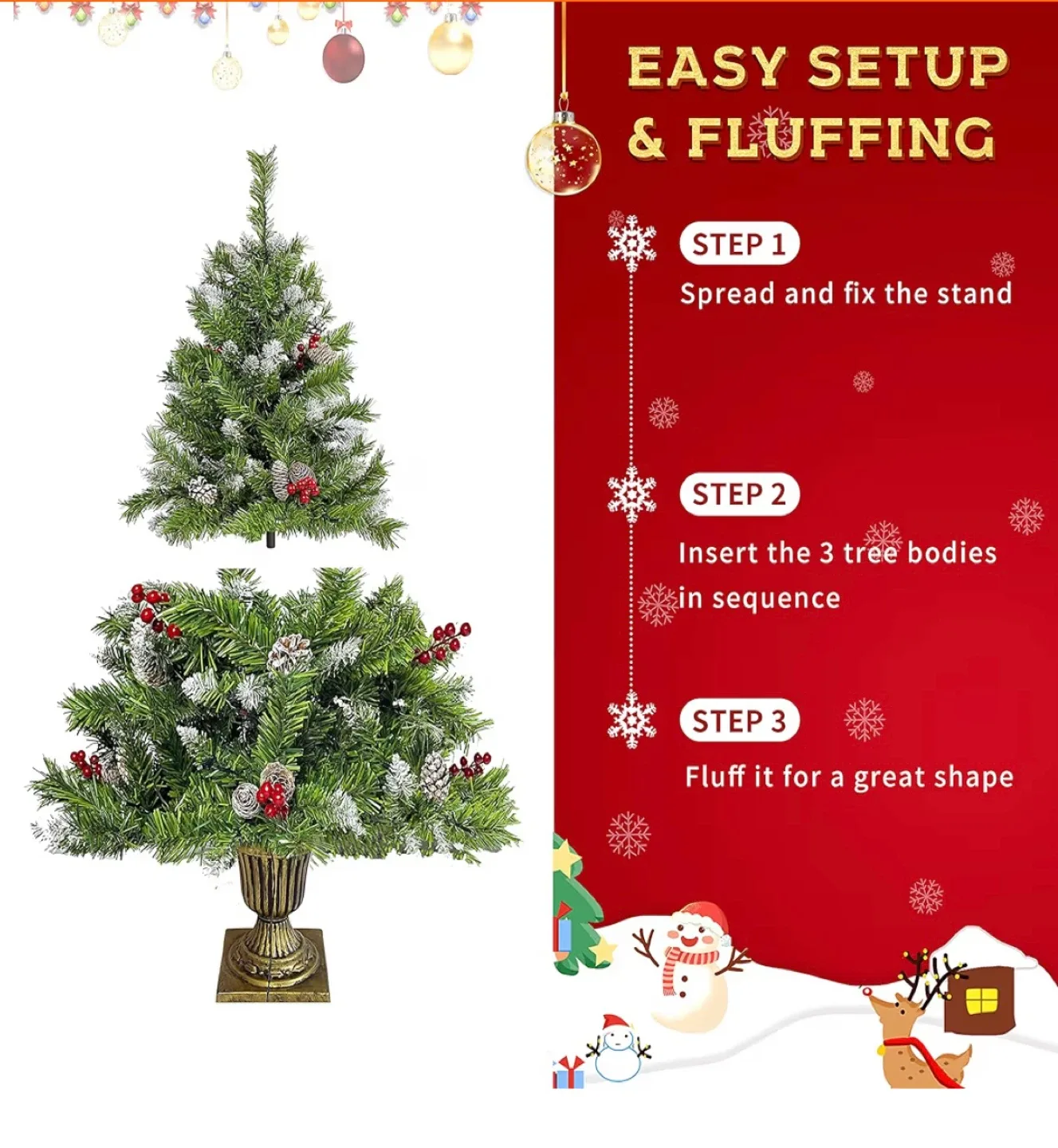 4ft Christmas Tree with Lights & Decorations image indicator(4)