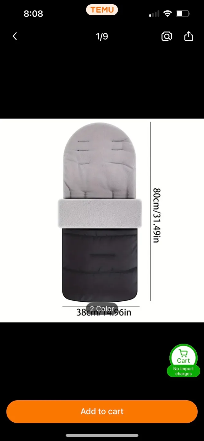 Baby Stroller with Footmuff - Gray & Black