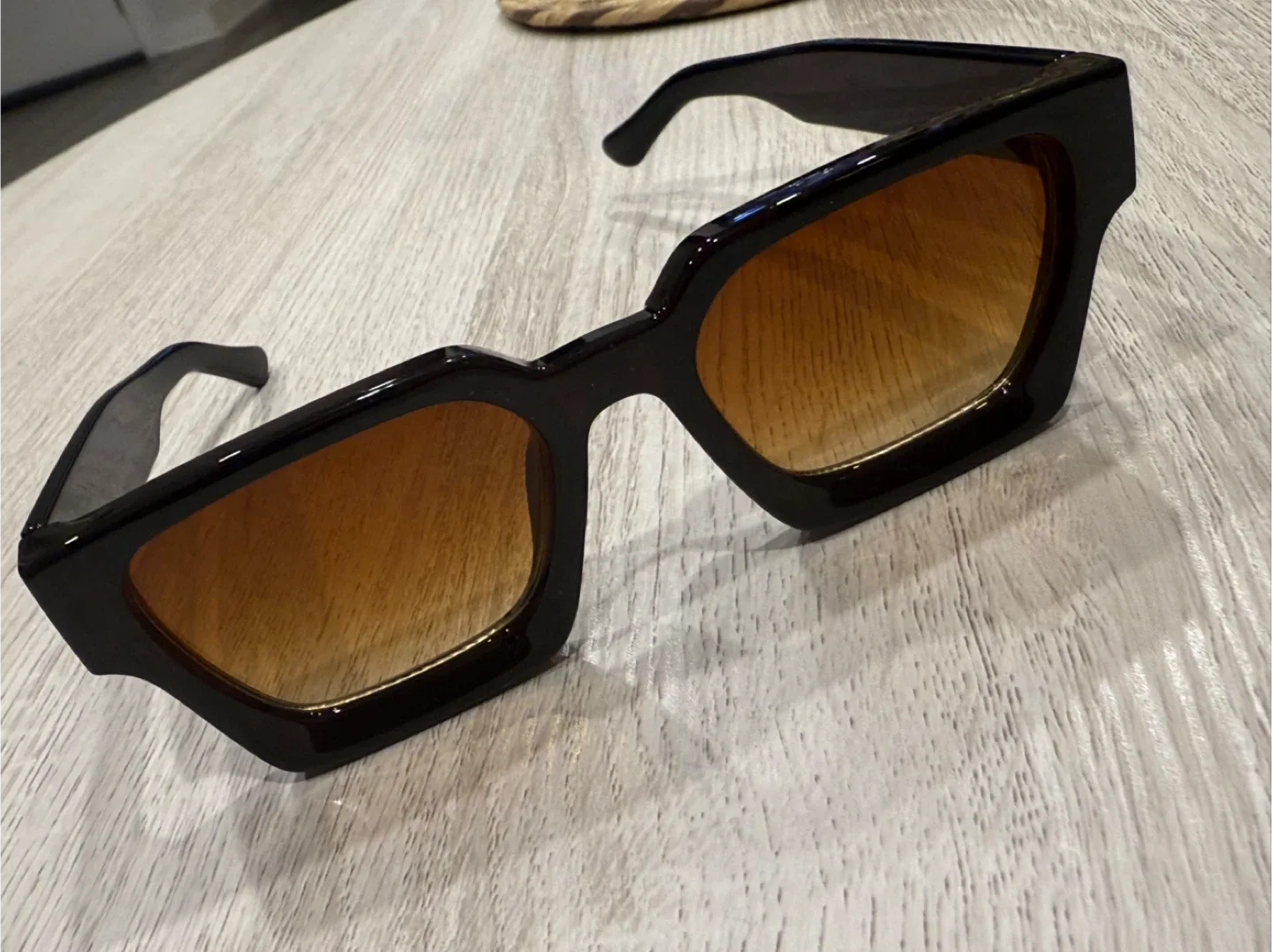 Black Frame Sunglasses with Brown Tint
