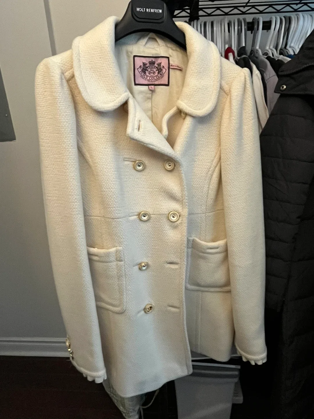 Juicy Couture Cream Wool Blend Coat