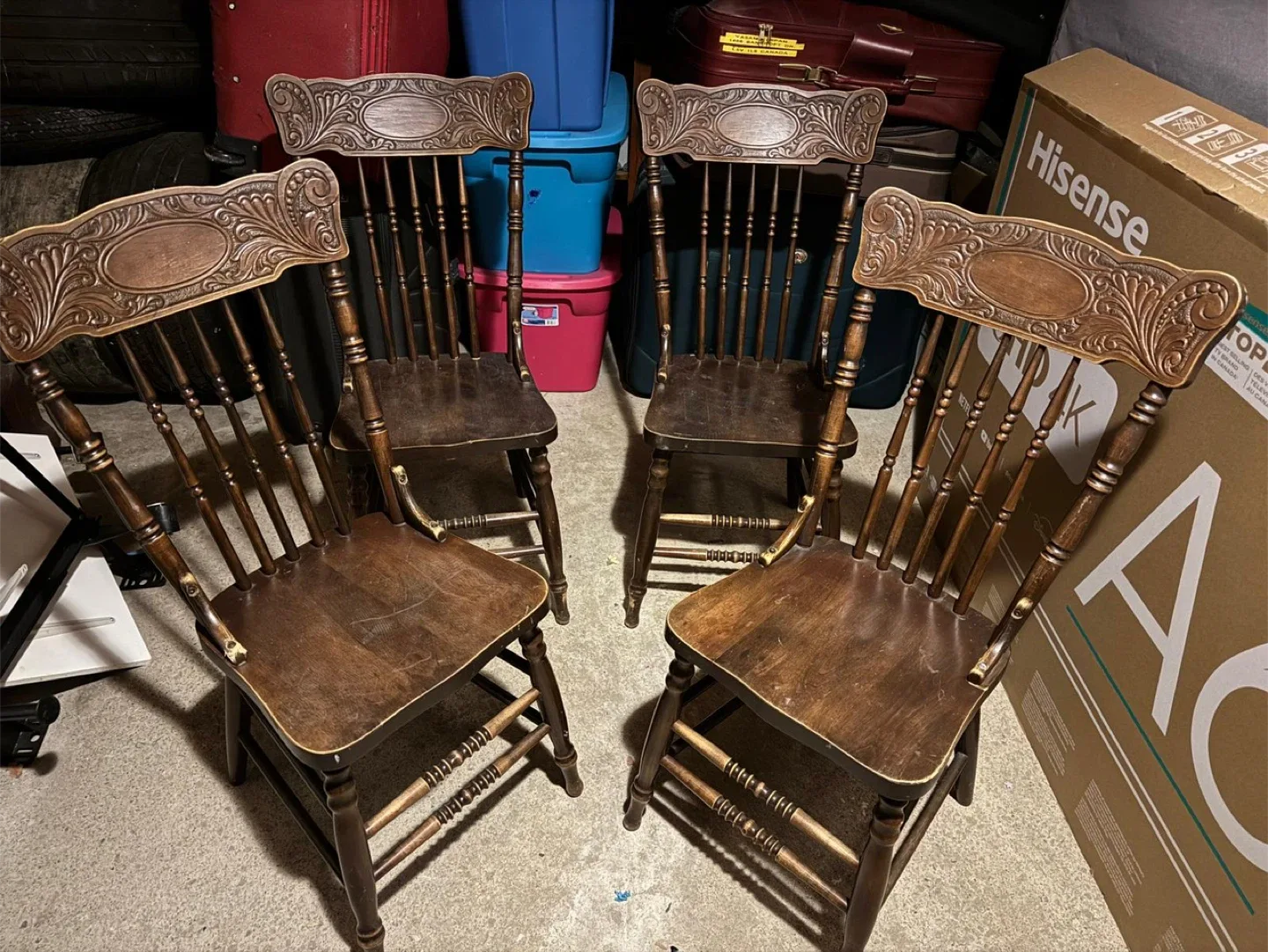 Set of 4 Antique Wooden Dining Chairs