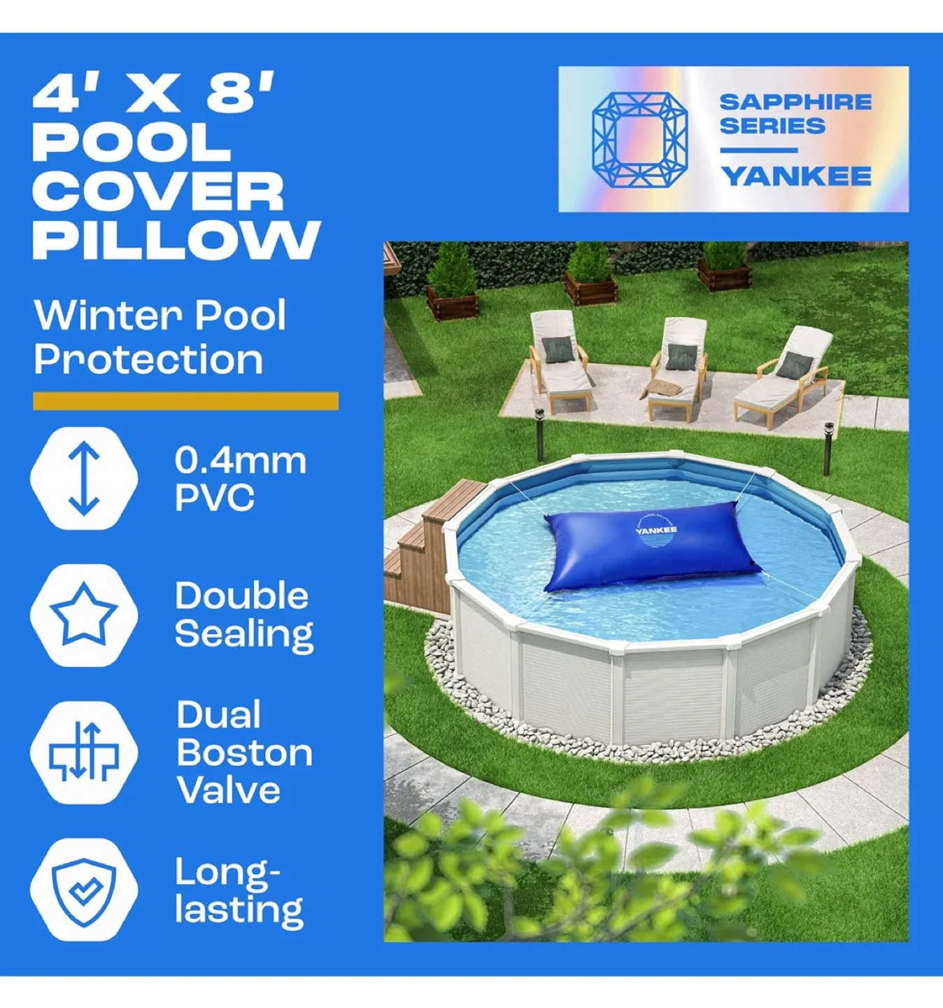 Yankee Sapphire Series 4' x 8' Pool Cover Pillow