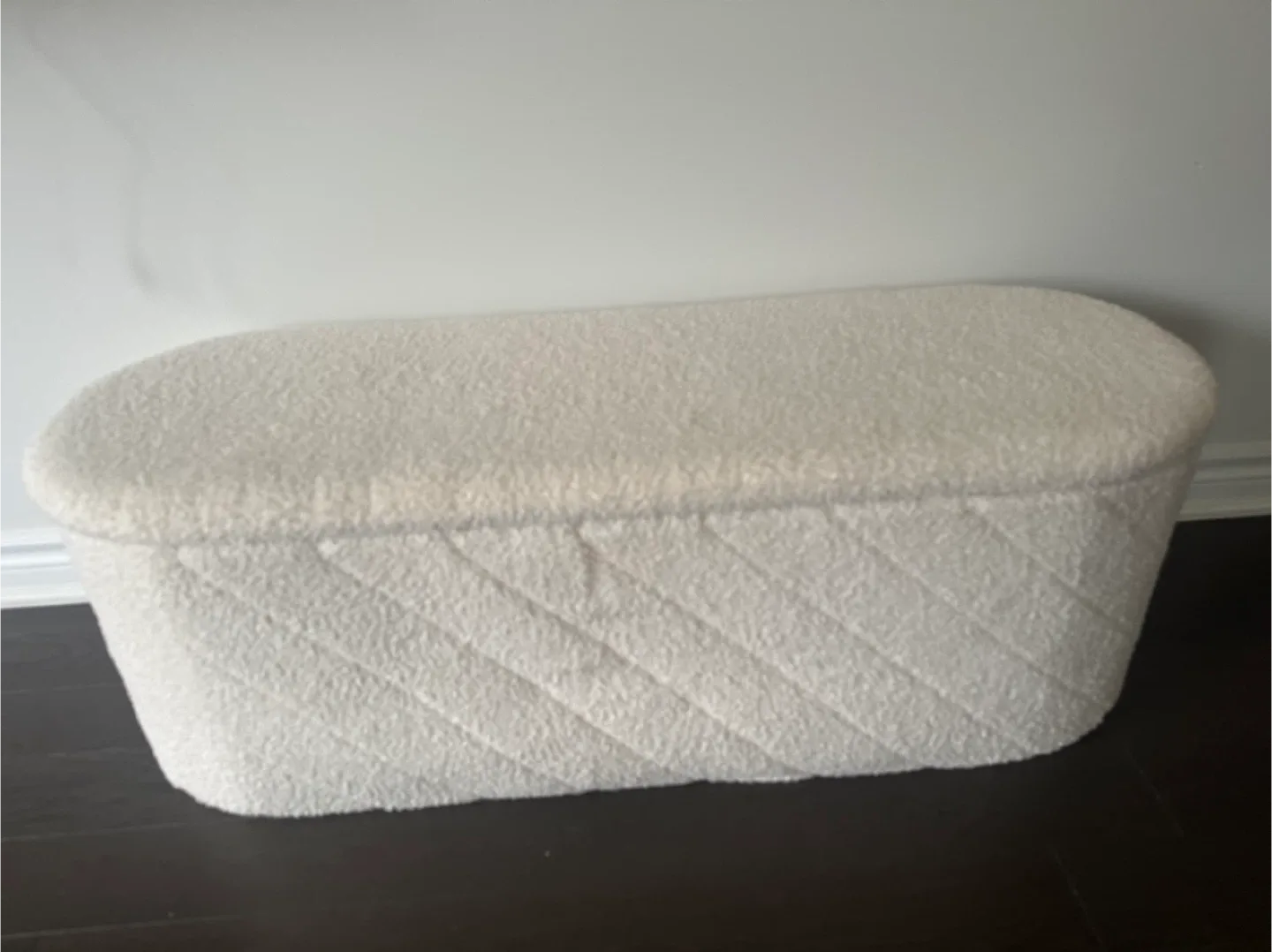 Cream Boucle Ottoman Bench