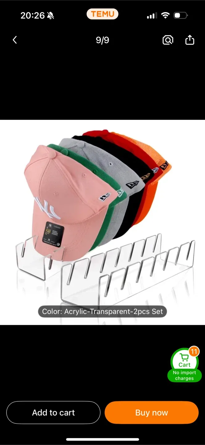 Acrylic Transparent Hat Display Rack - 2pcs Set