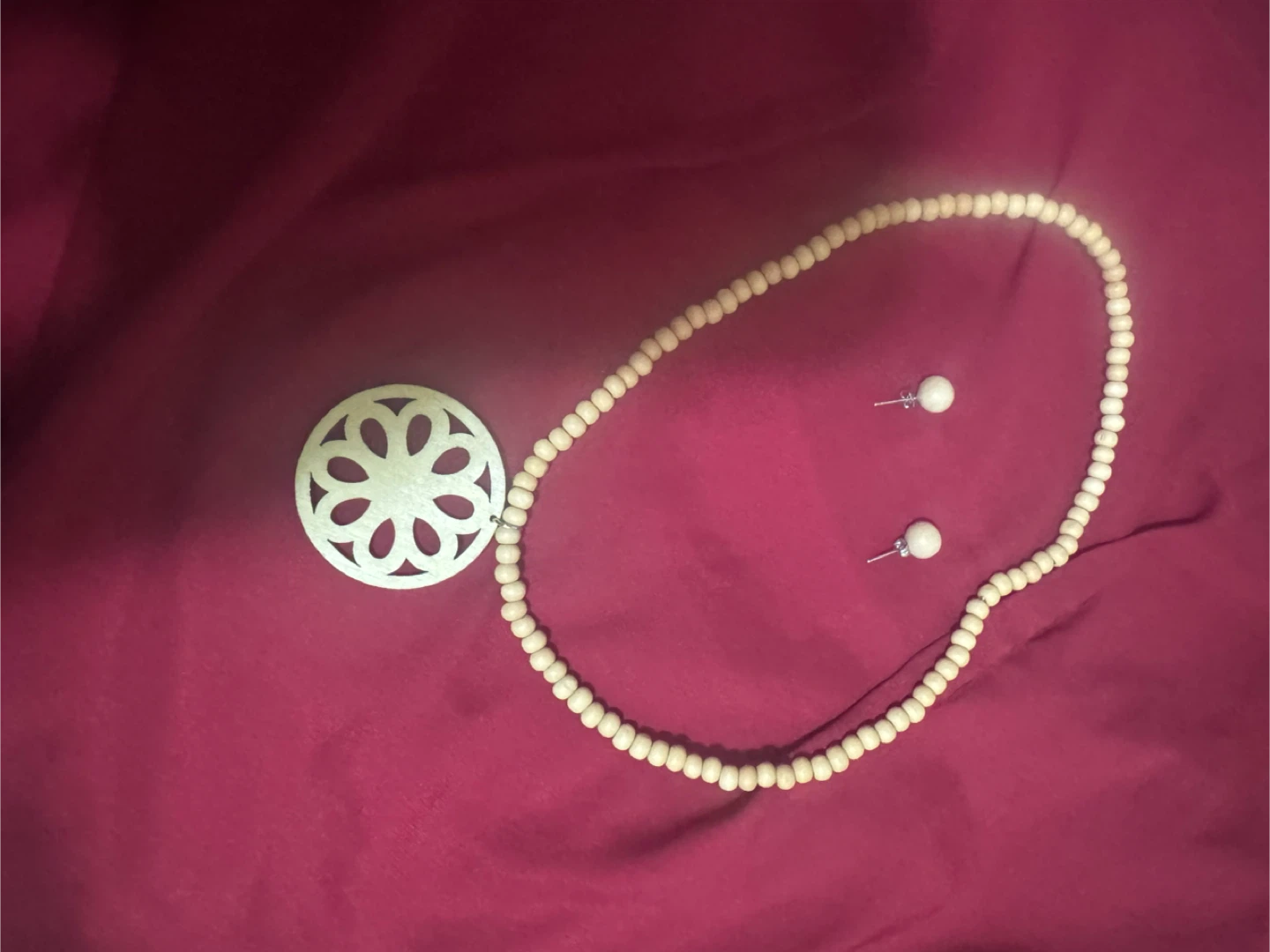 Wooden necklace and earrings