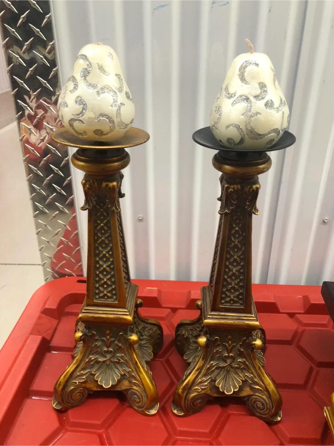 Pair of Gold Decorative Candle Holders image indicator(4)