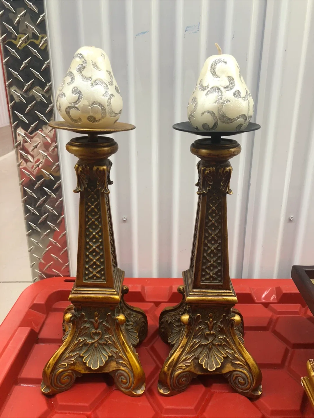 Pair of Gold Decorative Candle Holders image indicator(5)