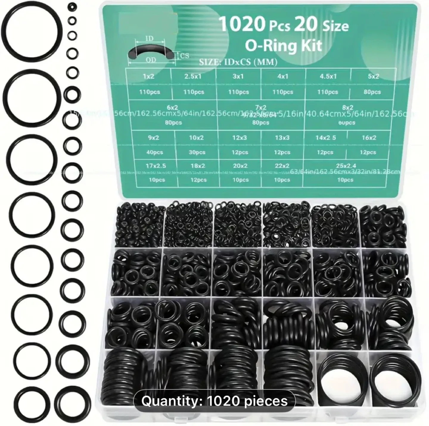 1020pcs Nitrile Rubber O-Ring Set