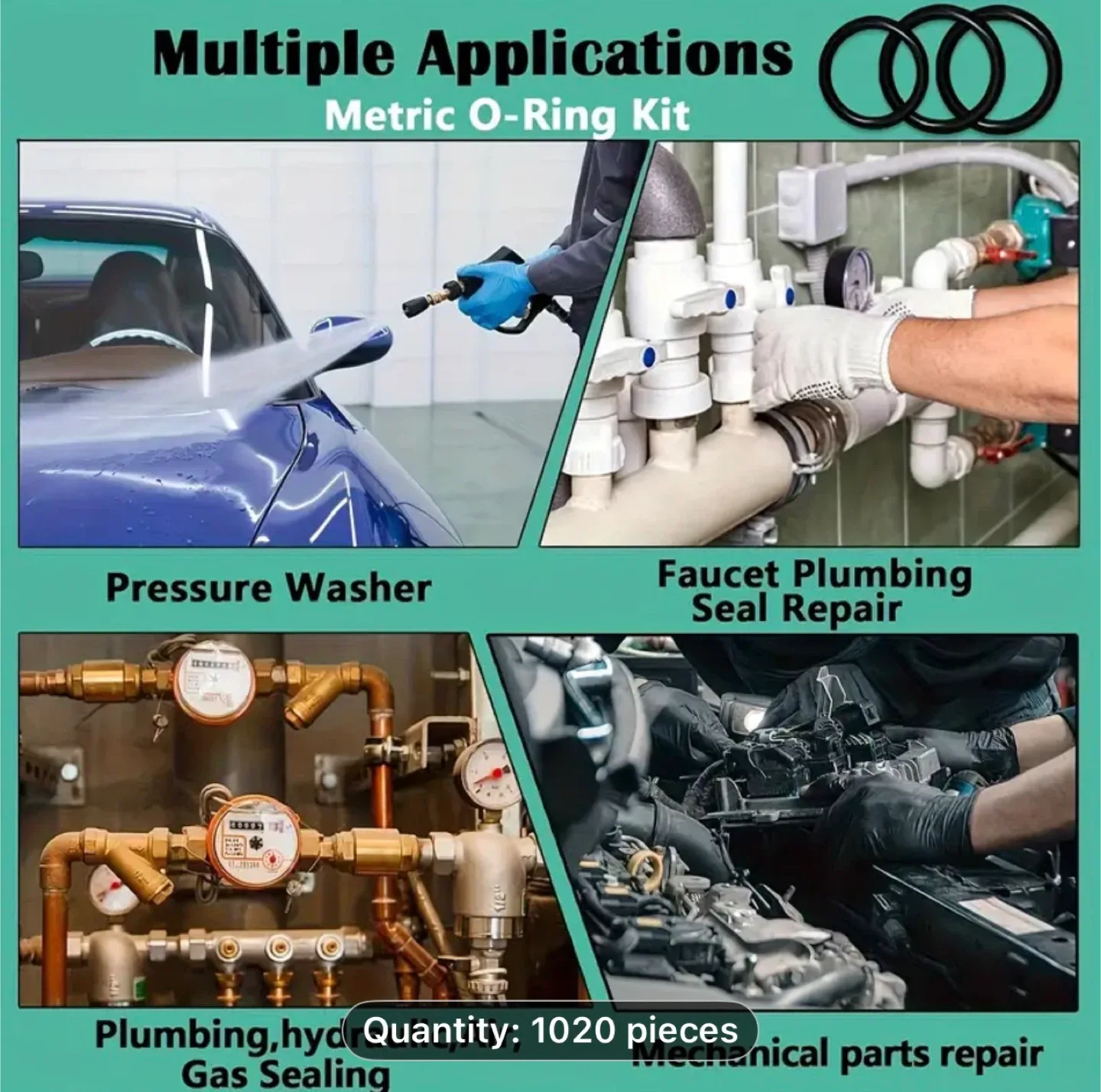 1020pcs Nitrile Rubber O-Ring Set image indicator(9)