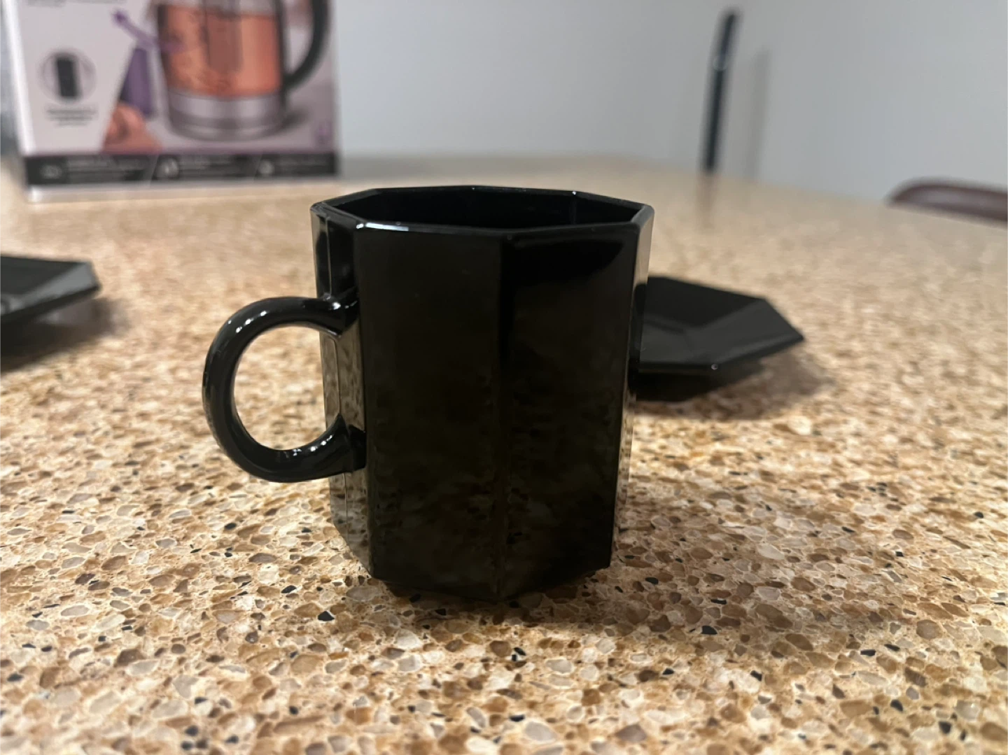 Set of Black Espresso Cups & Saucers