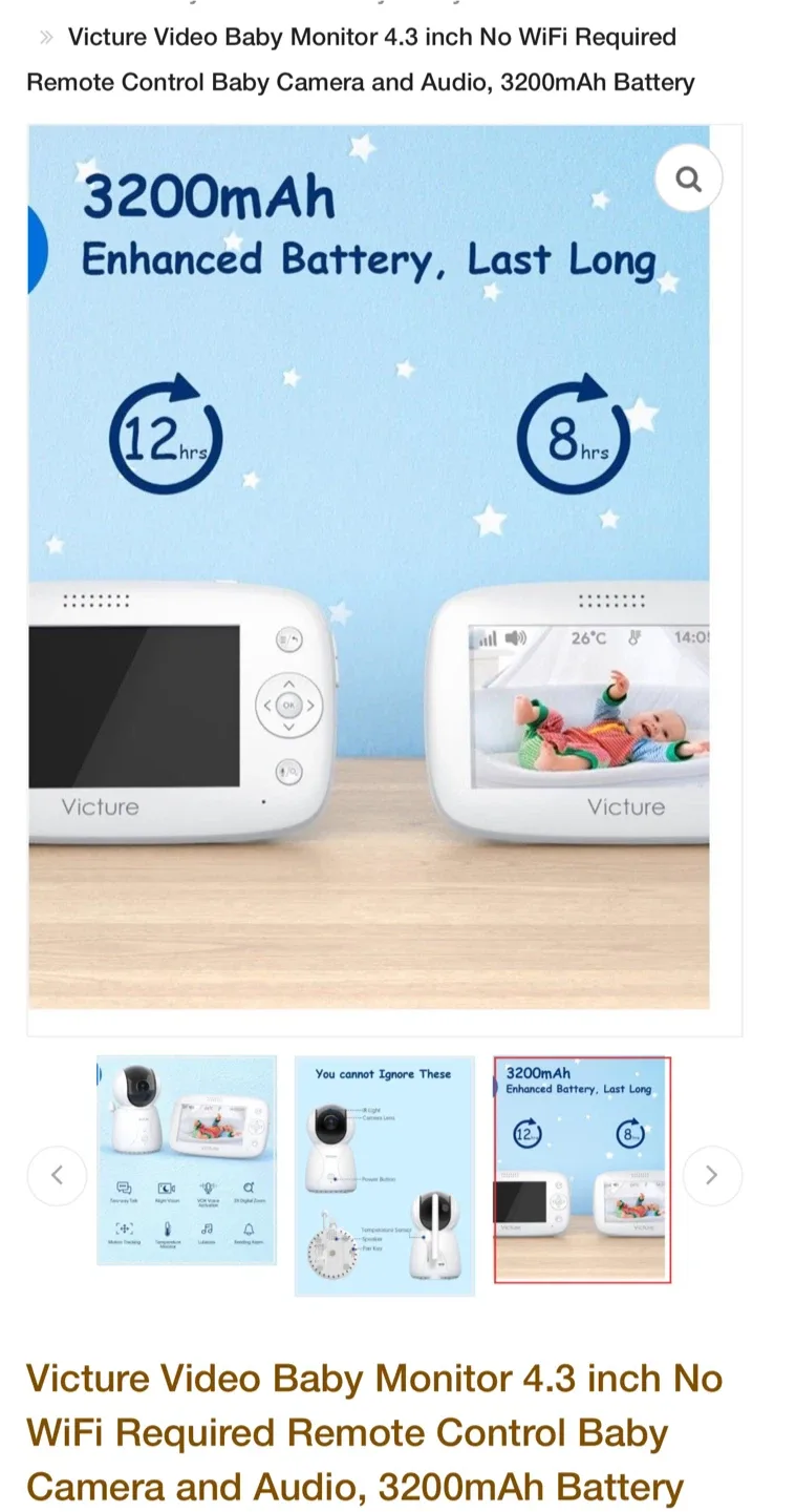 Victure BM45 Video Baby Monitor - Brand New