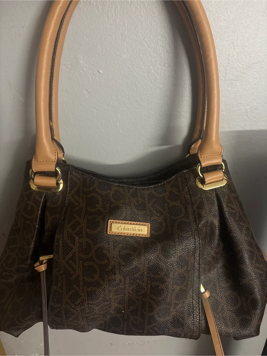Calvin Klein Brown Patterned Shoulder Bag
