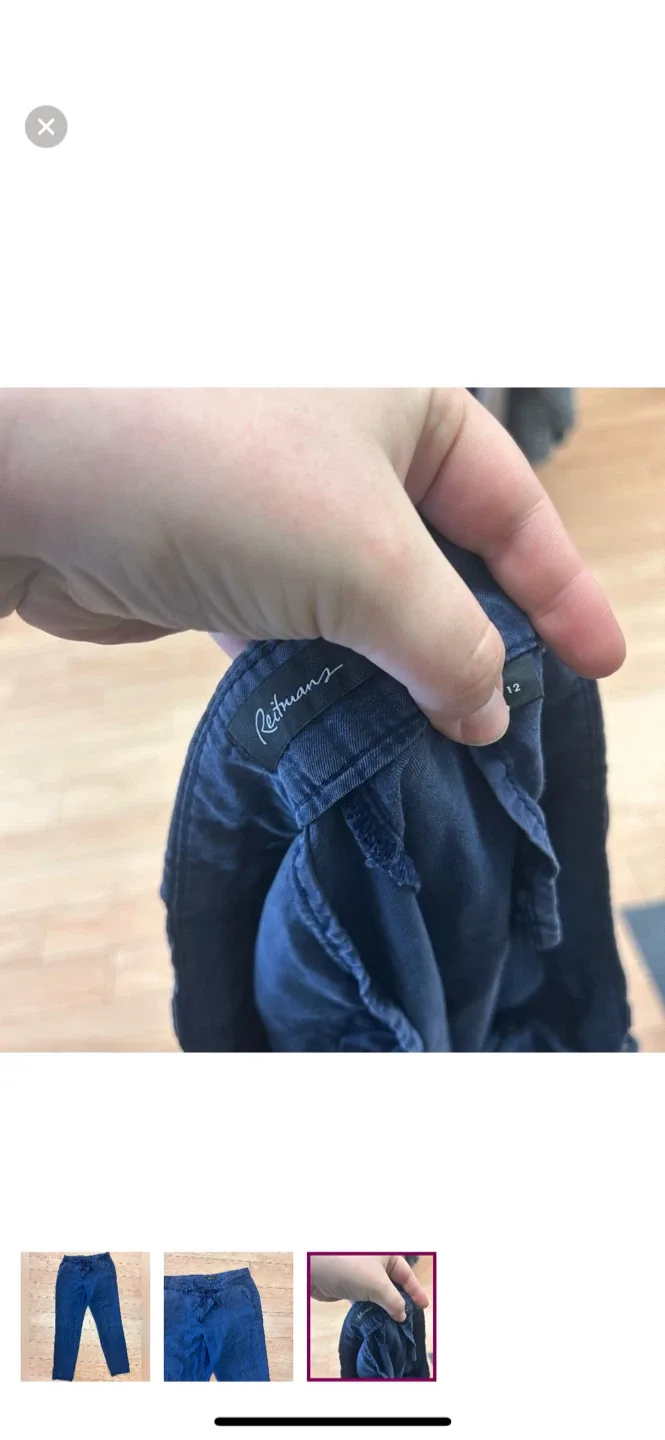 Reitmans Blue Linen Pants Size 12 image indicator(3)