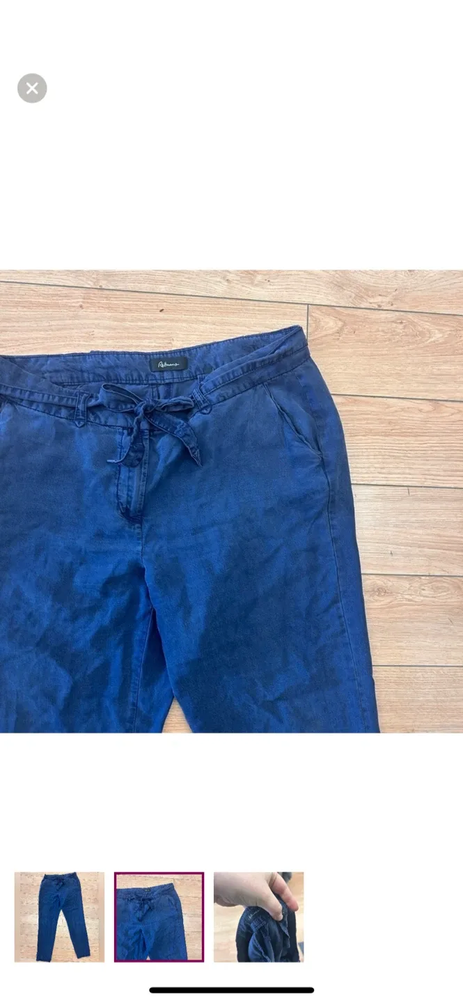 Reitmans Blue Linen Pants Size 12 image indicator(2)