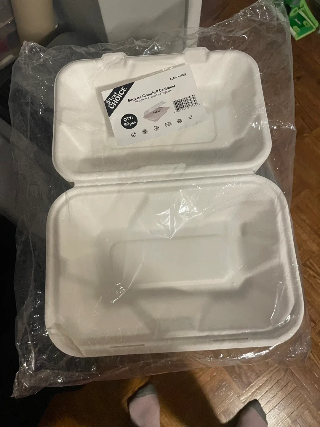 First Choice Bagasse Clamshell Container - 50pcs