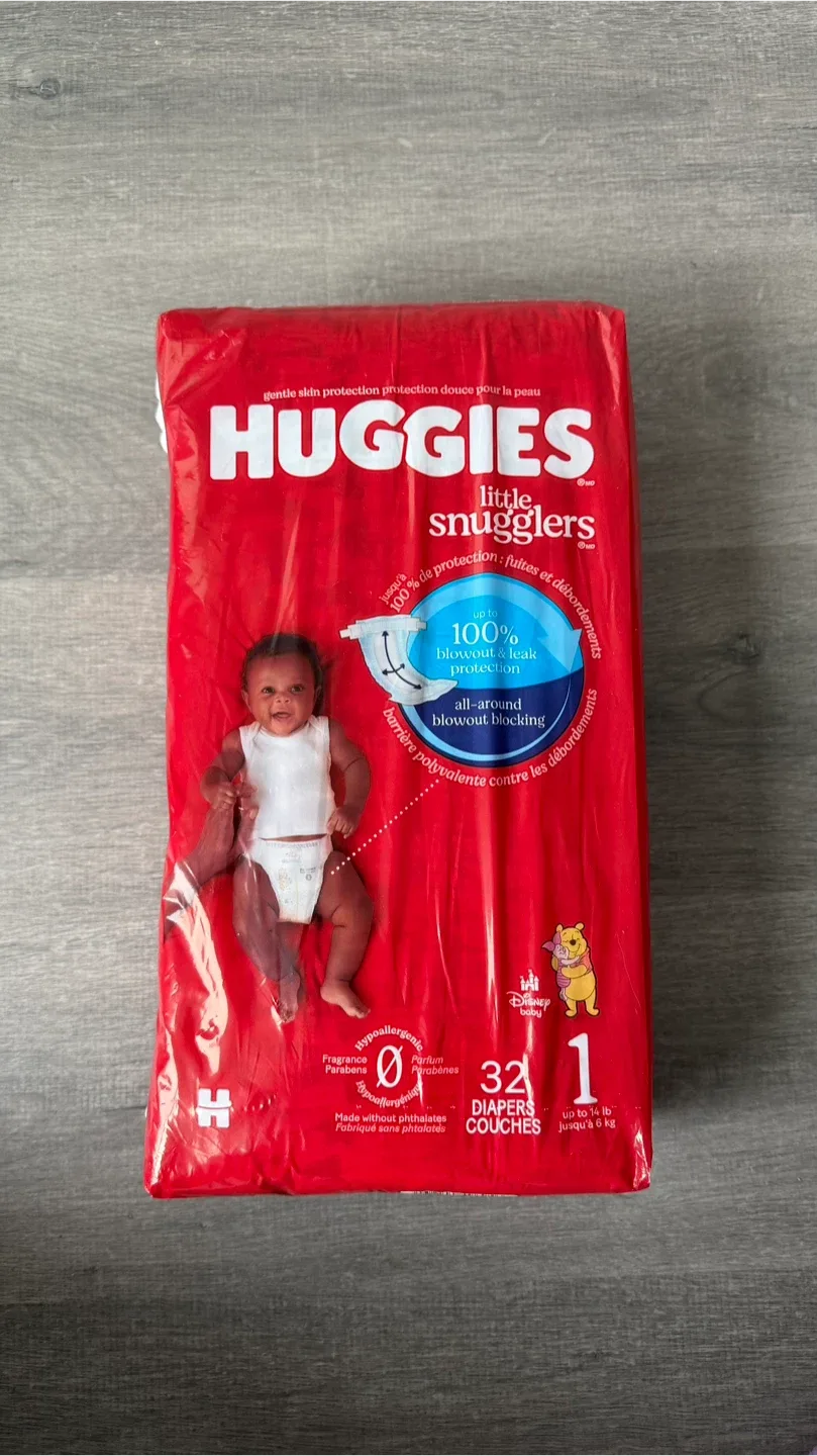 Huggies Little Snugglers Diapers, Size 1, 32 Count
