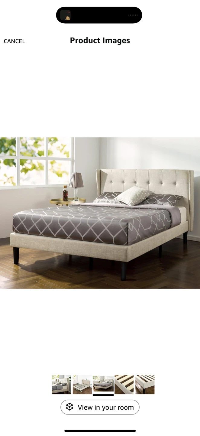 Linen Upholstered Platform Bed Frame (Queen) - photo 2