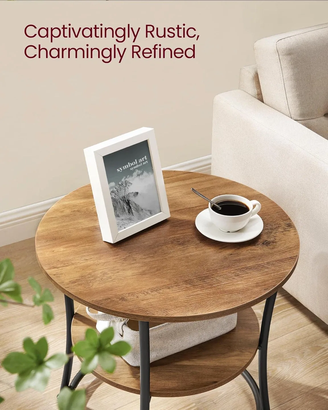 VASAGLE Round End Table with 2-Tier Storage image indicator(4)