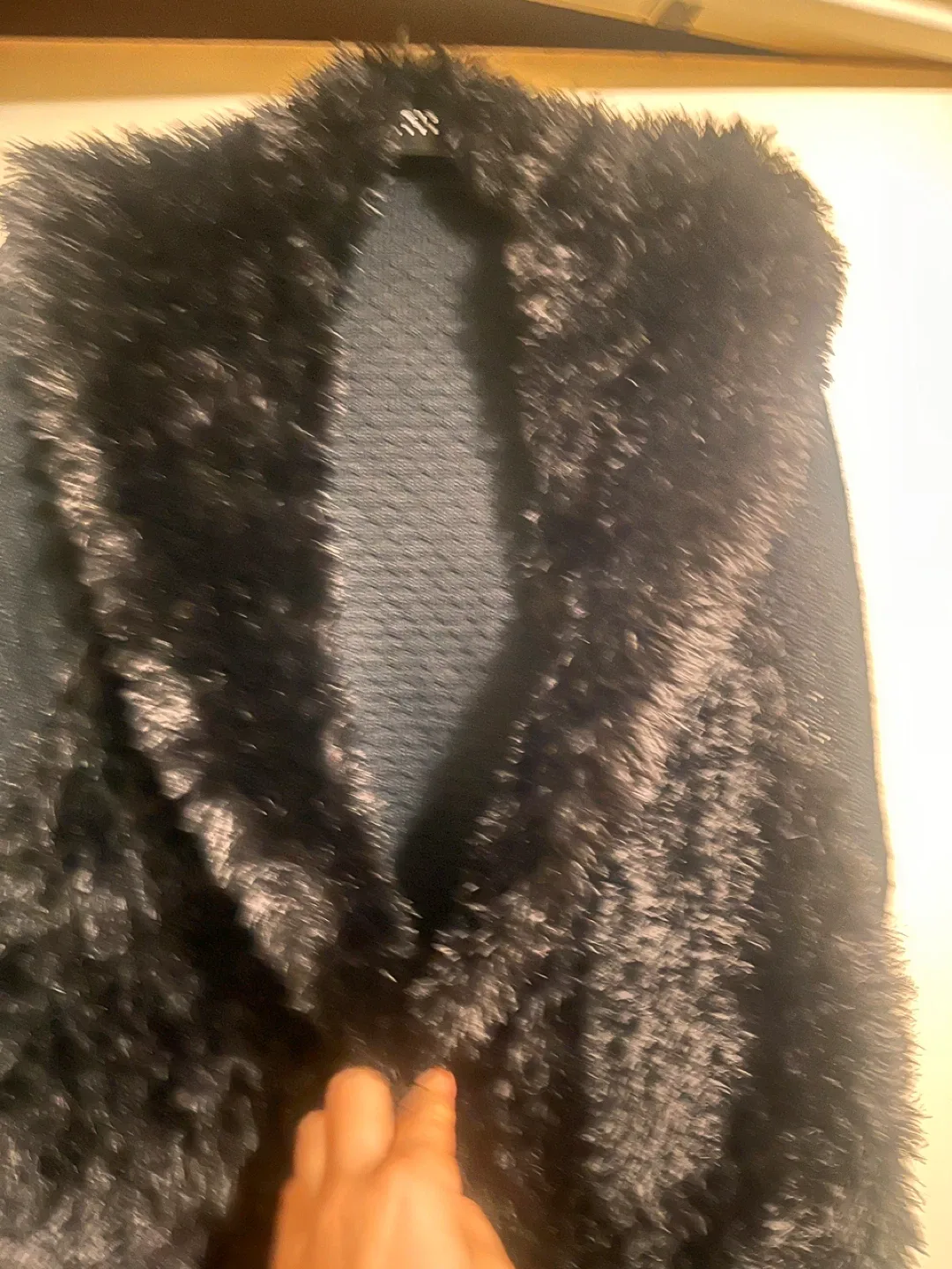 Blue Fox Black Faux Fur Trim Shawl image indicator(2)
