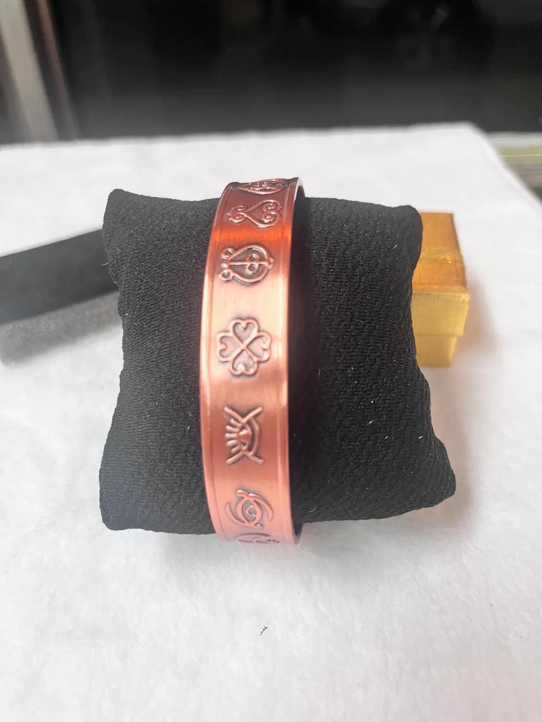 Copper Bracelet with Engraved Symbols
