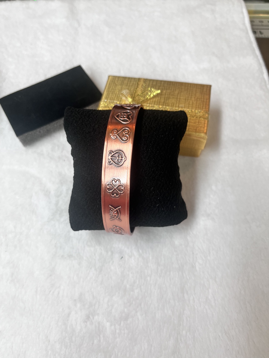 Copper Bracelet with Engraved Symbols - photo 3
