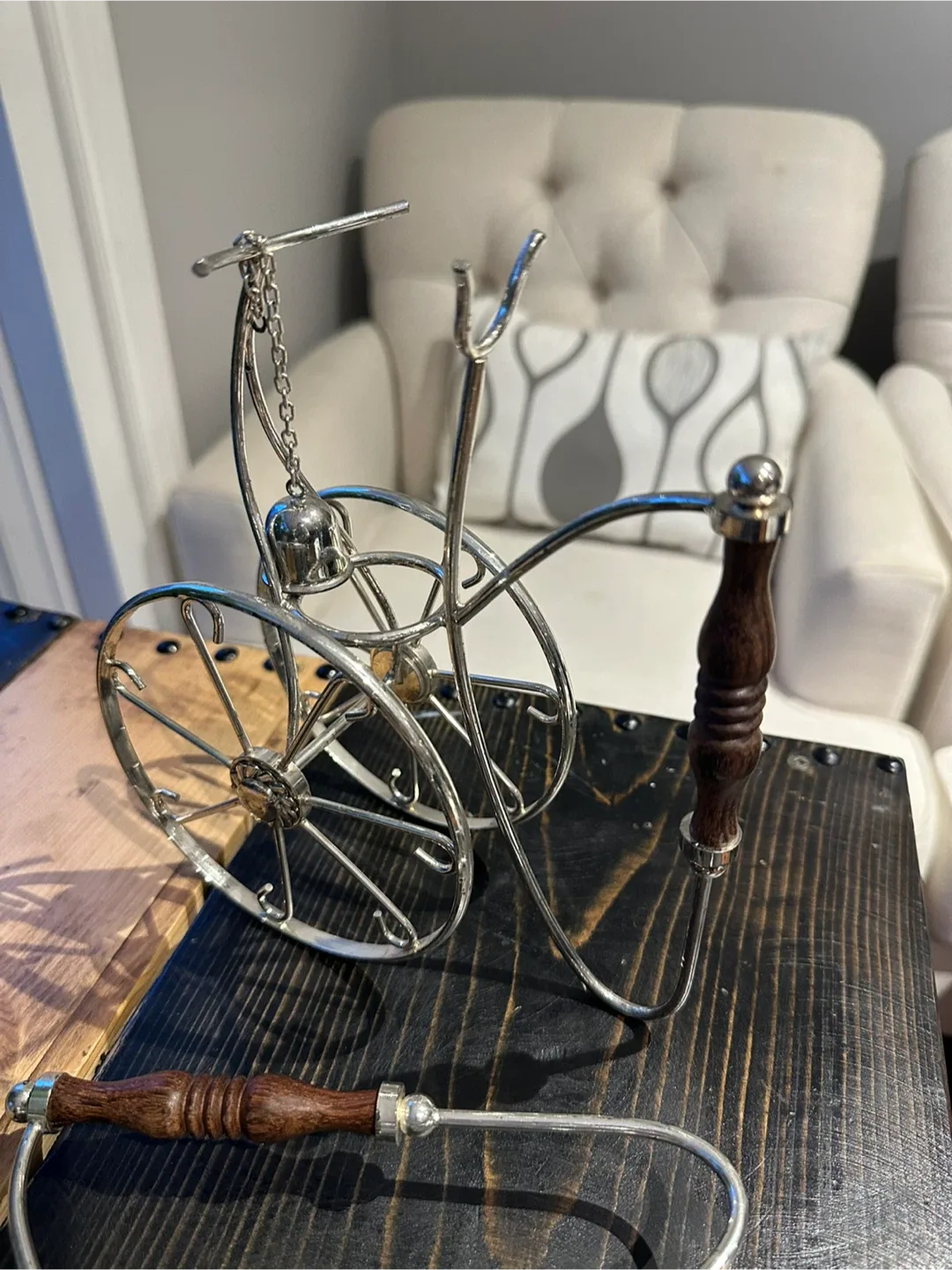 Vintage Silver Wine Rack - Tricycle Design