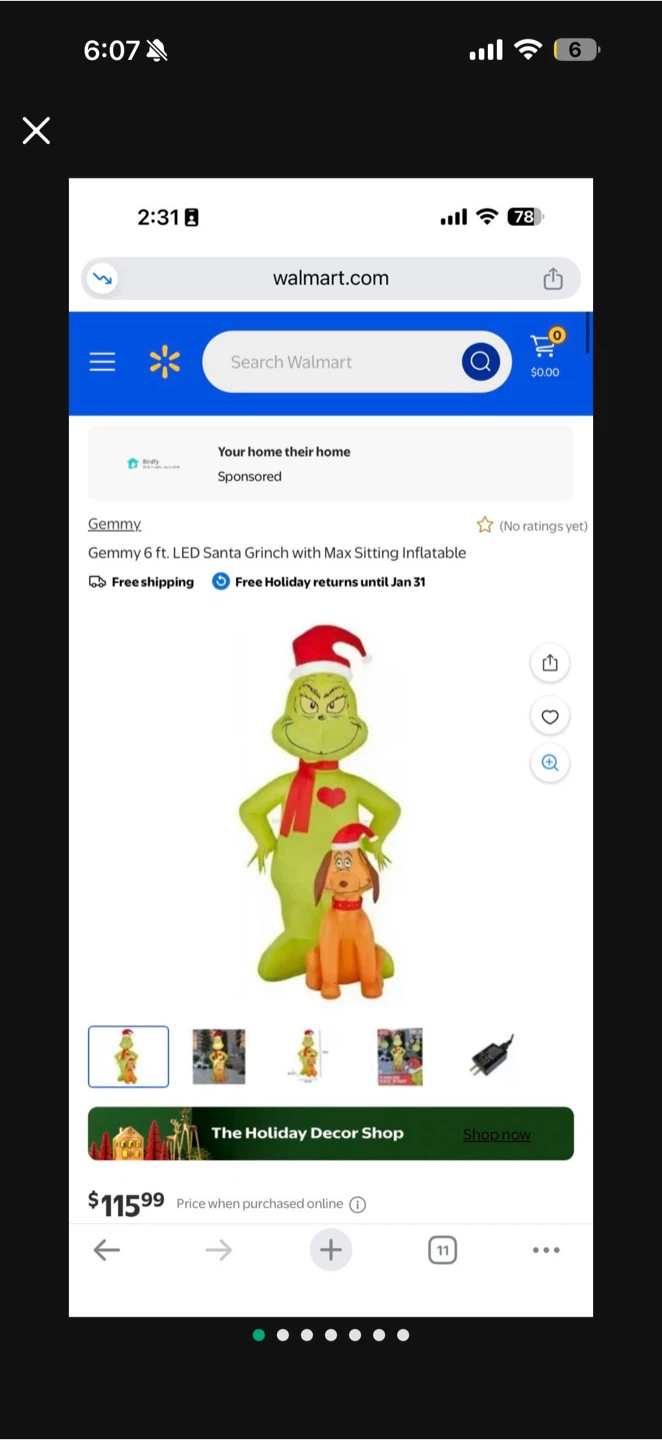 Gemmy 6ft LED Santa Grinch Inflatable check more pictures - photo 2